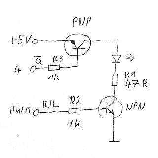 Handgezeichneter Schaltplan mit PNP und NPN Transistoren