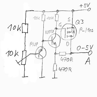 Handgezeichneter Schaltplan mit Transistoren und MOSFET