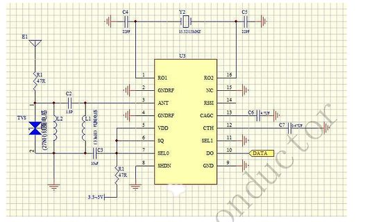 Schaltplan eines Funkmoduls mit IC U3