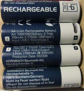 Beschriftung von wiederaufladbaren AA Li-Ion Batterien