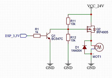 Schaltplan einer Transistor-Mosfet-Treiberstufe für einen Motor