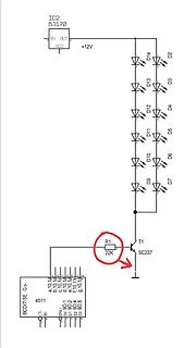 Schaltplan mit Spannungsregler und LED-Anzeige