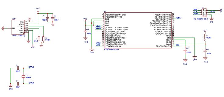 Schaltplan mit ATmega328P-AU Mikrocontroller