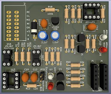 CAD-Ansicht eines Leiterplatten-Layouts