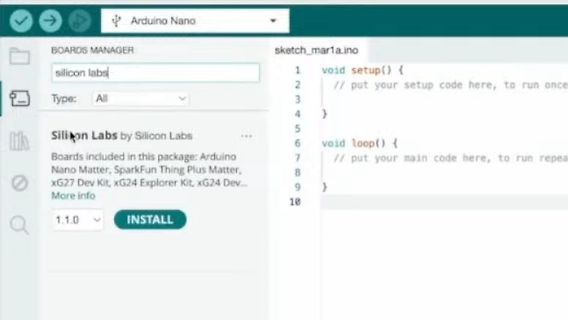 Arduino IDE Boards Manager für Silicon Labs