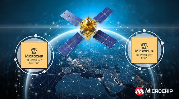 Werbebild für Microchip RT PolarFire FPGA Satellit