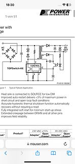 Schaltplan einer Flyback-Anwendung mit TOPSwitch-HX