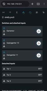 Webinterface einer Shelly Pro 3 Smart Home Steuerung