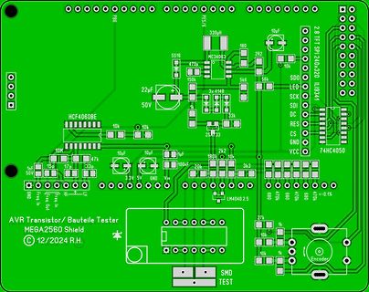 PCB Layout eines AVR Transistor/Bauteile Testers für Mega2560 Shield