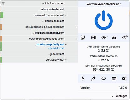 Screenshot eines Adblockers oder Content-Blockers