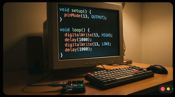 Arduino Code auf Monitor mit Hardware Aufbau