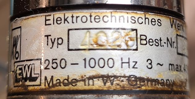 Typenschild eines Elektrotechnischen Werks