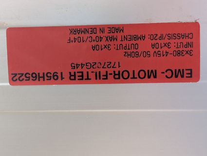 Typenschild eines Motorfilters