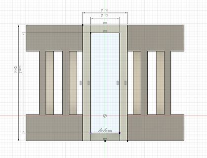 CAD-Zeichnung einer mechanischen Komponente mit Bemaßung