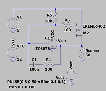 Schaltplan mit Operationsverstärker und MOSFET