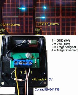 Oszilloskop-Messung und elektronischer Aufbau mit Anschlussbelegung