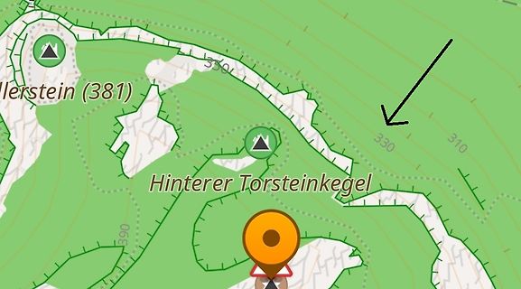 Ausschnitt einer topografischen Karte
