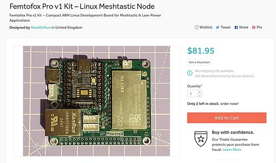 Screenshot eines Webshops für ein Femtofox Pro v1 Kit