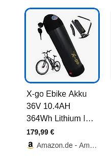 X-go Ebike Akku 36V 10.4AH