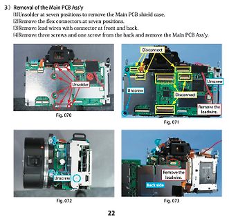 Anleitung zum Ausbau der Hauptplatine einer Kamera
