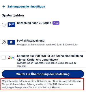 Auszug aus einem Online-Bezahlvorgang