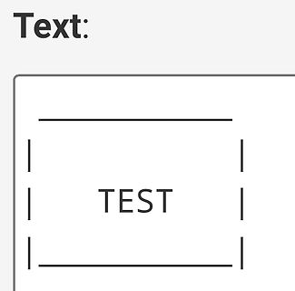 Text mit dem Wort TEST in einem Rahmen