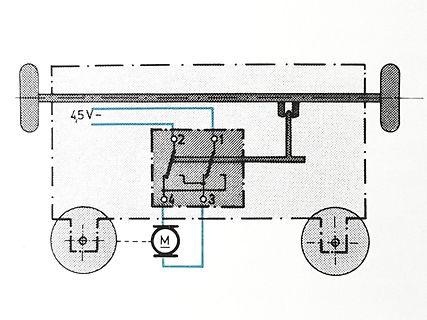 Skizze eines elektrischen Fahrzeugs mit Schaltschaltung