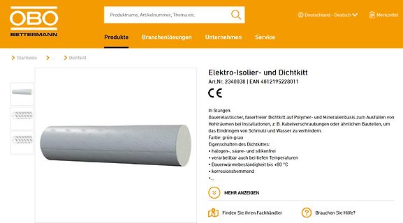 Produktseite für Elektro-Isolier- und Dichtkitt