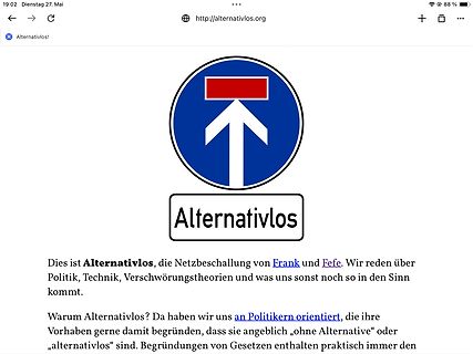 Screenshot einer Website mit Logo und Text