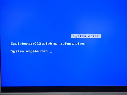 Abfotografierter Bildschirm mit Fehlermeldung