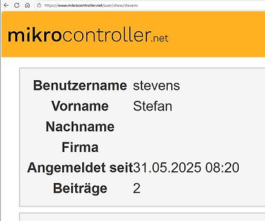 Benutzerprofil auf mikrocontroller.net