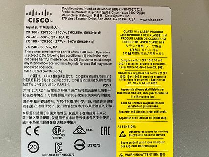 Typenschild eines Cisco Nexus Switches