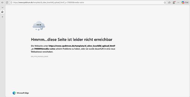 Fehlermeldung einer Website im Microsoft Edge Browser