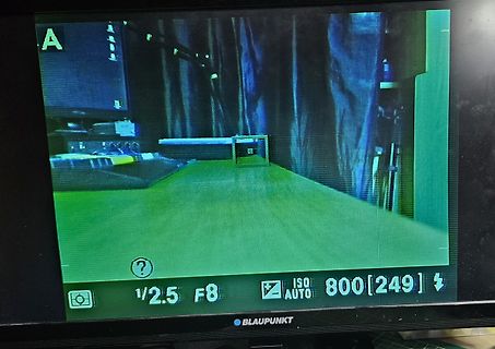 Abfotografierter Monitor mit Kameraeinstellungen
