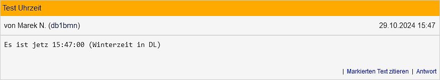 Screenshot eines Forenbeitrags mit Zeitangabe