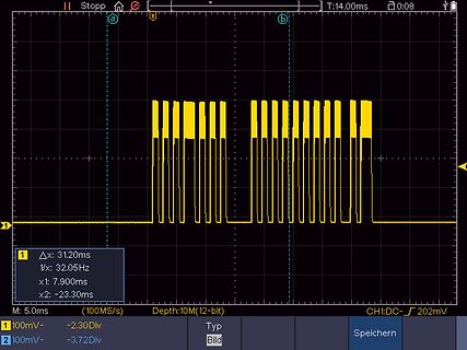 Oszilloskop-Messkurve eines digitalen Signals