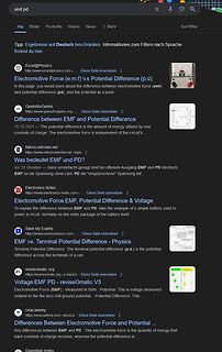 Google-Suchergebnisse zu EMF und Potentialdifferenz