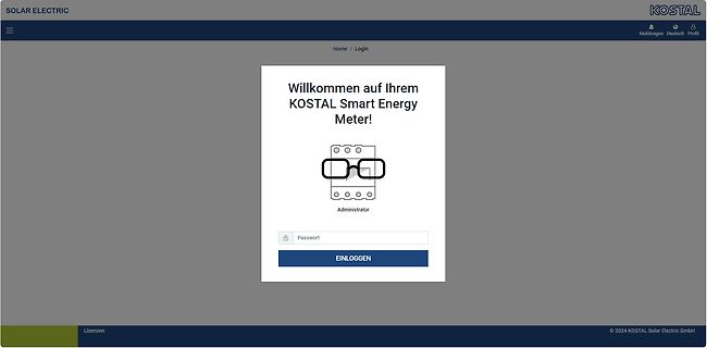 Login-Seite des KOSTAL Smart Energy Meter