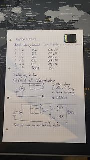 Handschriftliche Notizen und Skizze eines Lüftungskastens