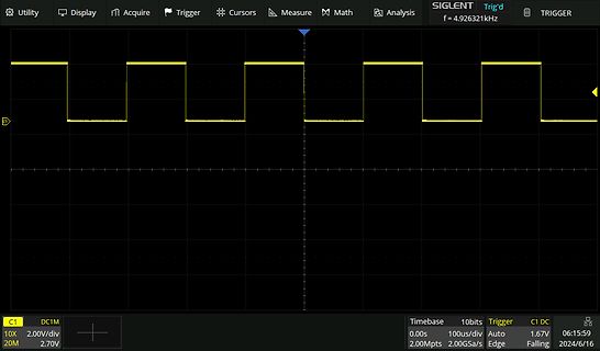 Oszilloskop-Screenshot eines Rechtecksignals