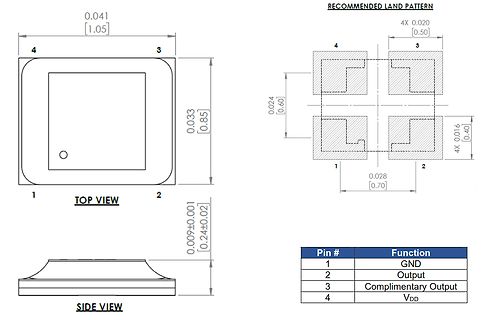 Technische Zeichnung und Pinbelegung eines Bauteils