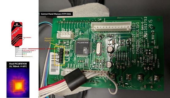 Leiterplatte mit PIC18F7K90 Mikrocontroller und Wärmebild