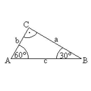 Geometrische Zeichnung eines Dreiecks mit Winkeln und Seitenlängen