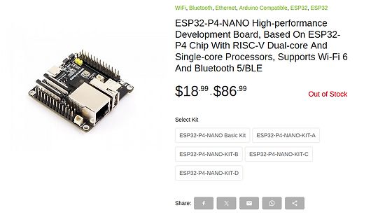 ESP32-P4-NANO Development Board Produktseite