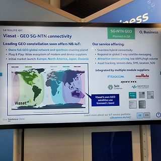 Präsentationsfolie über Viasat GEO 5G-NTN Konnektivität