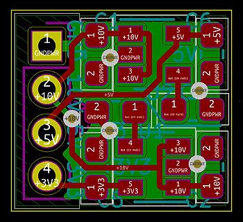PCB-Layout mit Spannungsbeschriftungen