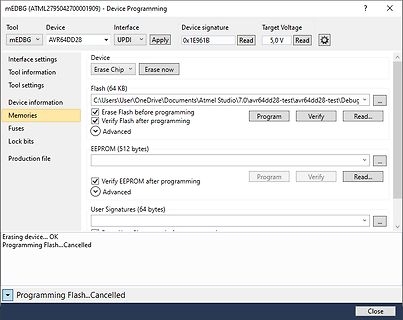 Software-Screenshot zur Programmierung eines AVR-Mikrocontrollers
