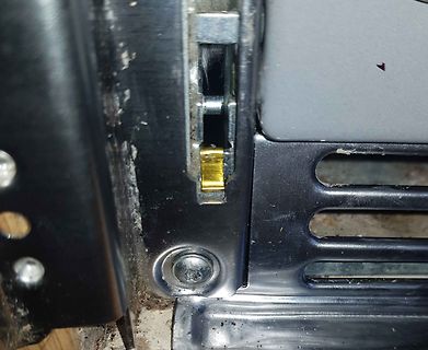 Nahaufnahme eines mechanischen Schlosses oder Riegels