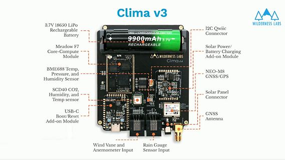 Beschriftete Leiterplatte Clima v3 von Wilderness Labs