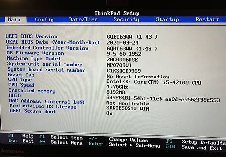 ThinkPad BIOS Setup Menü